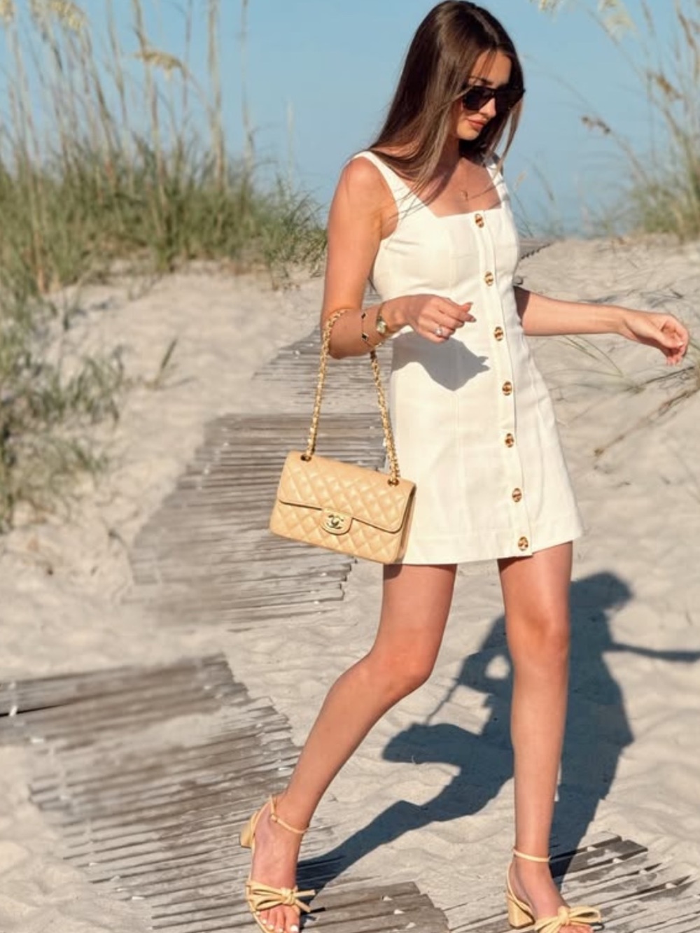 Gianni Bini Cream Button-Front Mini Shift Dress